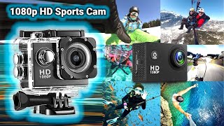 Sport Action Camera 1080P HD Wide Angle Lens Sports Camera, EIS Stabilization Waterproof Outdoor Cam