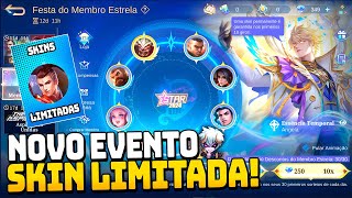 𝗡𝗢𝗩𝗢 𝗘𝗩𝗘𝗡𝗧𝗢 𝗗𝗘 𝗦𝗞𝗜𝗡 𝗟𝗜𝗠𝗜𝗧𝗔𝗗𝗔! MEMBRO ESTRELA ANUAL E SKINS LIMITADAS! MOBILE LEGENDS