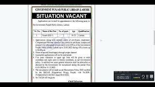 Punjab Multiple Jobs Vacancies Public Libraries Jobs 2022