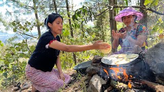 Preparando un delicioso almuerzo en el  bosque  como lo hacían antes  nuestros abuelos