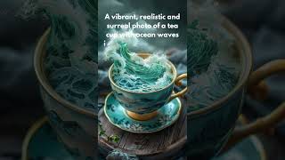 A tea cup with ocean waves - Midjourney Prompt