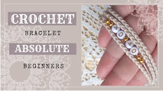 SUPER EASY 💕Crochet Beginner projects ♥ How to CROCHET simple Wrap Bracelet for ABSOLUTE BEGINNERS ⭐