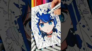 Drawing Akane Kurokawa💙/ Stained Art🎨 || Oshi No Ko #drawinganime #shorts #oshinoko #akane