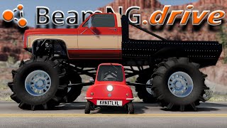 Worlds Smallest Car Vs Mud Truck!!? (Bock B50 Semi Mod Review)