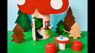 A DIY Toadstool Gnome Home from Recycled Supplies