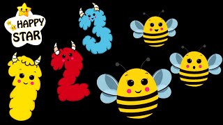 Honey Bees with Numbers - Cutie Dance for Kids - Dancing Numbers and Bees - Happy Star Dancing