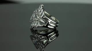 Marquise-Cut Cubic Zirconia Sterling Silver Bridal Engagement Ring Set