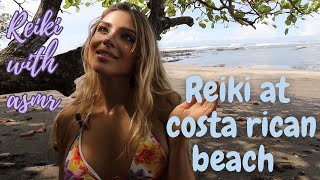 Soft Spoken Reiki at the beach with ASMR ( Water sounds, waves, delta-theta waves)