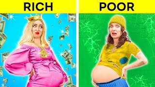 RICH VS POOR PREGNANT 💸 FUNNY AND CRAZY PARENTING HACKS AND LIFE STRUGGLES