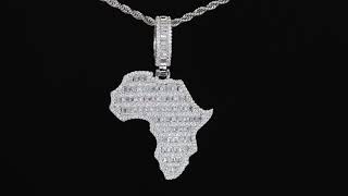 Baguette Diamond Africa Pendant, iced out Africa Pendant, iced out  Africa Pendant