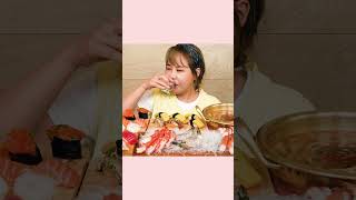 싱싱한 생새우회에 모듬초밥 종류별로 와구와구 먹방 ❤ REAL SOUND ASMR MUKBANG SHORTS