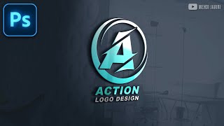 تصميم لوجو احترافي بالفوتوشوب | Action Logo Design in Photoshop