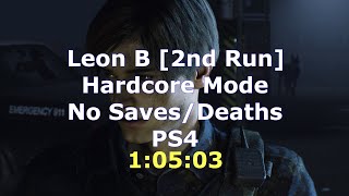 Resident Evil 2 Remake | Leon B | Hardcore Mode | S+ Rank Speedrun (1:05:03)