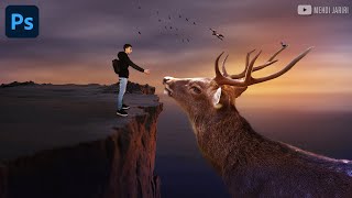 دمج الصور في الفوتوشوب دمج خيالي | Big Deer Fantasy Photo Manipulation Photoshop