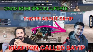 Thoppi about sayip op new bgmi onam add coming soon sayip something big @Sayip0P @mrzthoppi#onam