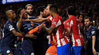 Man City and Atletico players ugly fight during the match and in the tunnel.