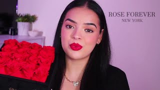 Review Rose Forever New York - Passion Red Square Black Velvet Preserved Roses