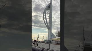 Portsmouth Hampshire U.K. Portsmouth waterfront, Gunwharf Quay, cannon, Spinnaker tower glass floor