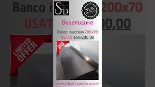 💥Banco usato in acciaio aisi 304 con 2 sportelli e 3 cassetti misure L 200 P 70 Alto 85