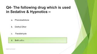 MCQ ON SEDATIVE AND HYPNOTIC