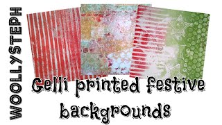 Gelli printed festive backgrounds