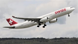 Swiss Airbus A330-300 HB-JHG takeoff at Zurich Airport