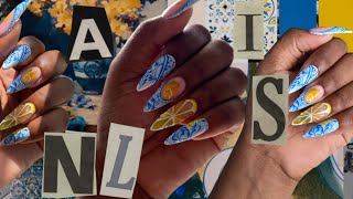 🍋uñas de naranja y con trazos porcelana la nueva tendencia