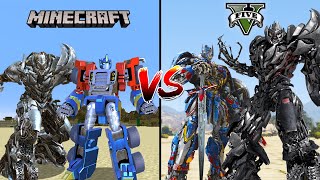 GTA 5 OPTIMUS PRIME and MEGATRON VS MINECRAFT OPTIMUS PRIME and MEGATRON - WHO IS BEST?