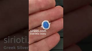 Rosette Blue Opal Silver Ring From Greece #silver #jewelry