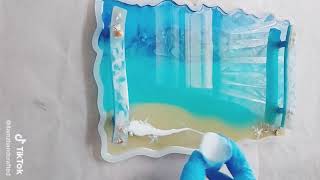 صينيه ريزن بشكل موجه البحر وتأثيراته الروعه 🌊  Resin tray in waves sea 🌊 منقول لافاده