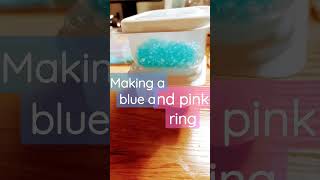 making a pink and blue half and half ring