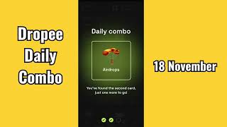 Dropee Daily Combo & Code 18 November | Dropee Daily Combo Cards | 18 November Dropee Combo