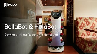 BellaBot and HolaBot serve at Hyatt Regency in Hongkong | Pudu Robotics