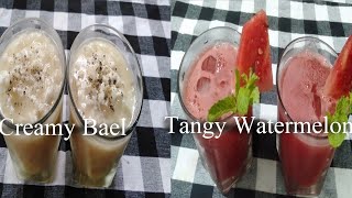 Two refreshing SUMMER DRINKS ( creamy bael juice and tangy watermelon)|| with Madhu's kitchen show