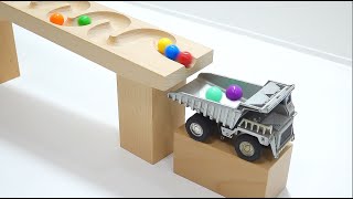 Marble run race ♪ HABA Nambazaka, dump truck, asmr healing