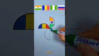 4 negara dengan warna bendera yang berbeda India+Romania+Nigeria+Russia #flag #art #draw