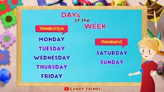 Days of the Week in English for Kids to Learn Spellings Easily Seven day Mon Tue Wed Thu Fri Sat Sun