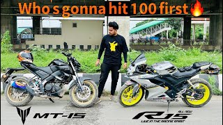 কার আগে ১০০ উঠলো ॥ Who’s going to hit 100 first R15 V3 vs MT15 ॥ Olid Kawser Vlog #62