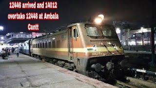 12446 Uttar Sampark Kranti arrived and Hoshiarpur express overtake 12446 at Ambala Cantt jn #shorts