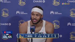 Mose Moody Postgame Interview | Golden State Warriors beat Toronto Raptors 120-105