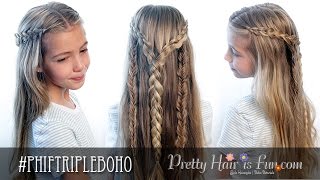 Triple Boho Braid Hairstyle | Pretty Hair is Fun