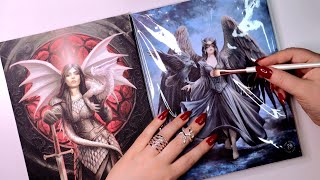 ASMR Tracing & Scratching on Canvas ✨ Anne Stokes Art 🕯 Dragon & The Raven (To Talking)