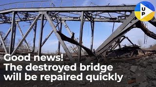 Ukraine. Repair works of the railway bridge on the section Kyiv - Irpin has already started.