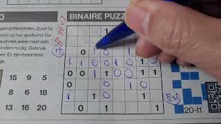 Wednesday. Bonus Extra edition (#9627) Binary01 Sudoku puzzle. 11-20-2024 part 3 of 4