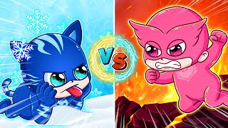 CATBOY ICE vs OWLETTE FIRE - Catboy's Life Story | PJ MASKS 2D Animation