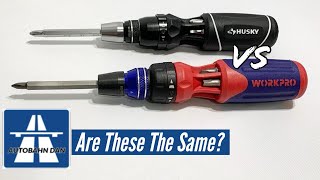 Husky VS WorkPro Ratcheting Screwdrivers Plus Milwaukee Vessel and Rolgear