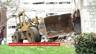 DESTRUCTION DU NOUVEAU SIÈGE DE LA FESCI EN CONSTRUCTION  à L'UNIVERSITÉ FELIX HOUPHOUET BOIGNY