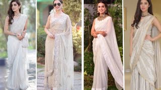 White colour saree design 2022||fancy and plain saree design||collection of sarees||Ideascollection