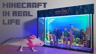 MINECRAFT AQARIUM DIY. I Built Minecraft Fish Tank IRL for my Axolotl.