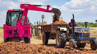 JCB 3dx Backhoe Loading Mud in Mahindra 475 Di tractor JCB miti khudai JCB video #jcb #jcb#jcb3dx